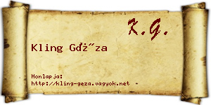 Kling Géza névjegykártya